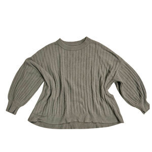 Aerie oversized chunky rib knit boxy Sweater womens large balloon sleeves fluffy